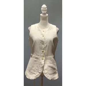 House of Harlow 1960 Women's Sz 2 White Linen Blend Button Front Vest